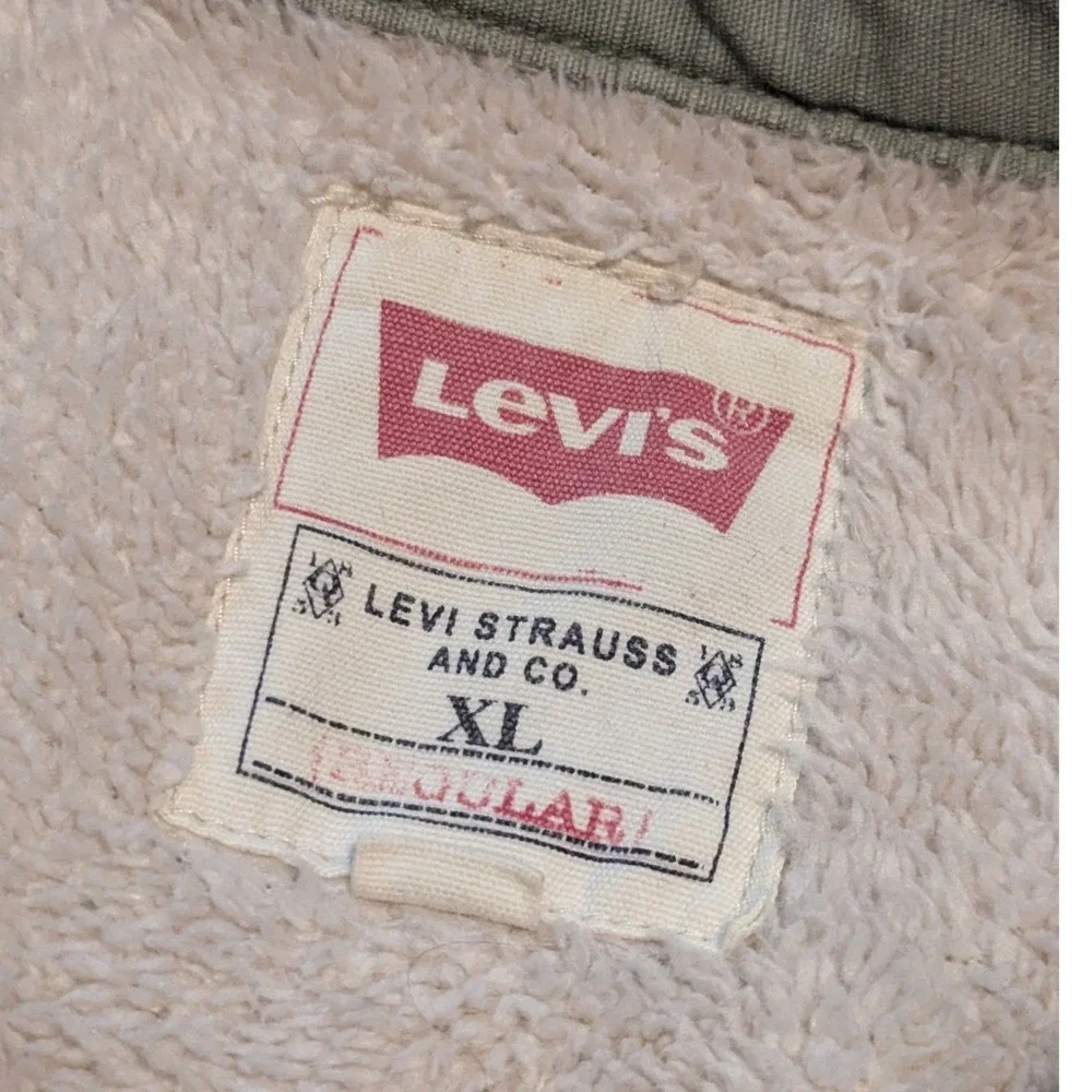 Levis Shirt Jacket Mens XL Olive Green‎ Sherpa Lined Ripstop Shacket Workwear